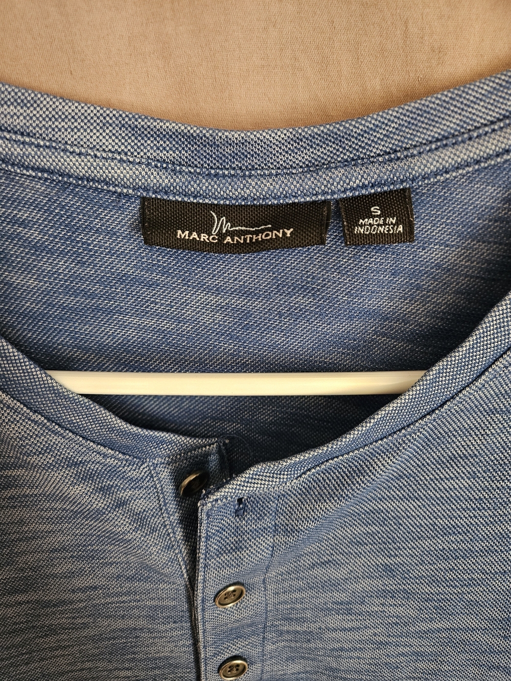 Marc Anthony Blue Heather Short-Sleeve Henley - Picture 2 of 4